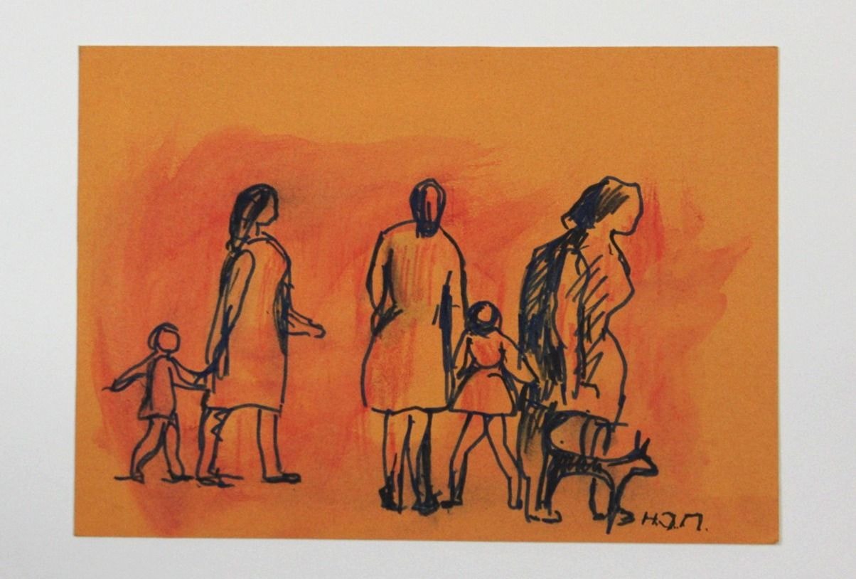 Menschengruppe in Orange – More views 1