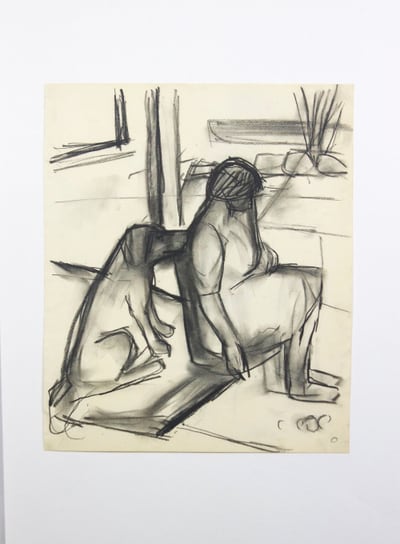 Ruhende Frau mit Hund